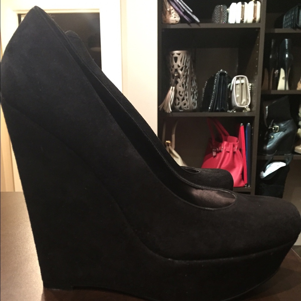 COPY - Bakers black suede wedges